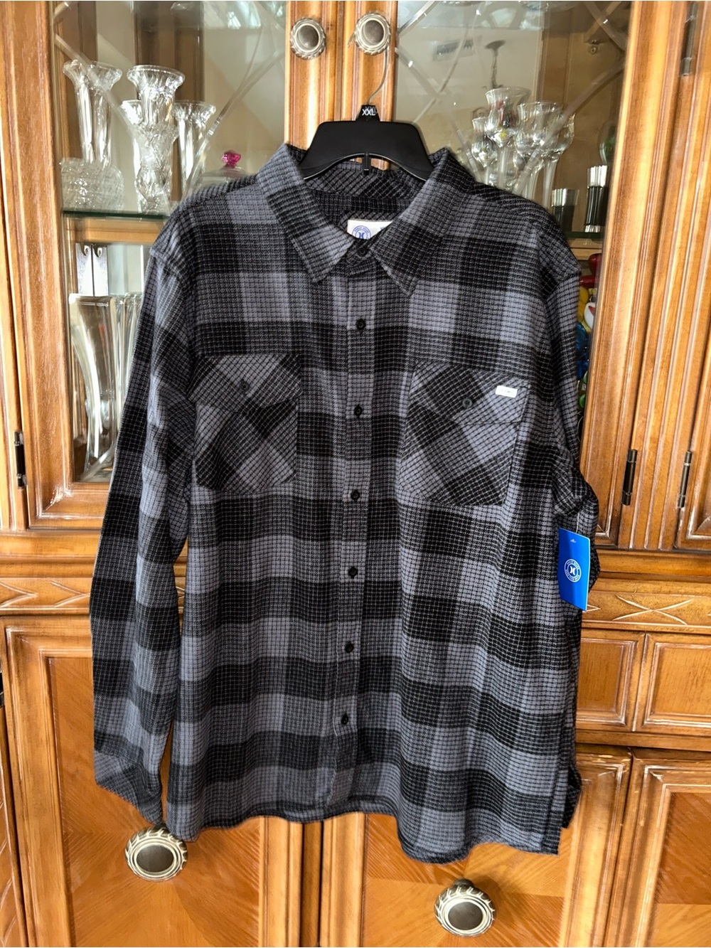 Hurley Black and Gray Plaid Button-Down Shirt